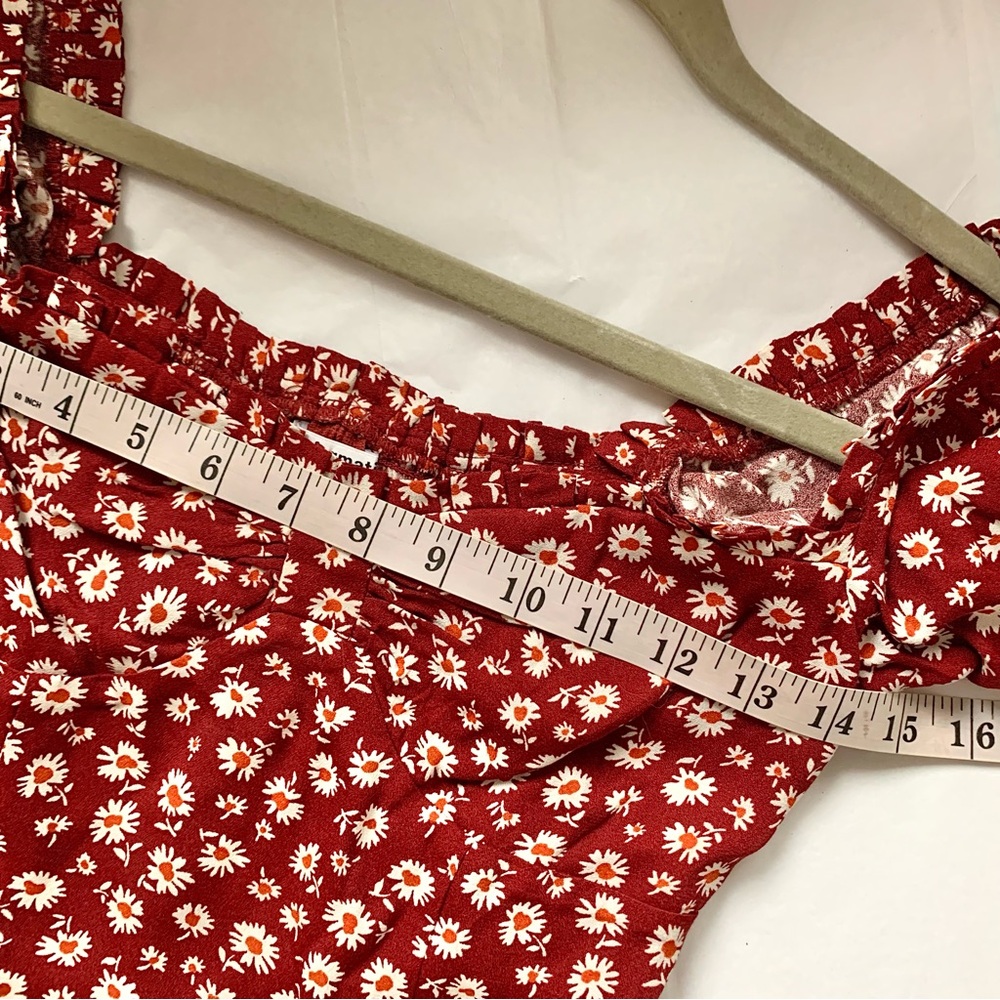 Reformation Meriah Peasant Top in Red Cary Floral Cottagecore sz 2 - Picture 12 of 16